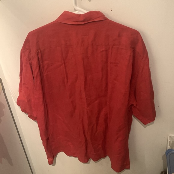 Excellent Banana Republic Coral Orange 100% Irish Linen Short Sleeve Button Up - Picture 7 of 7